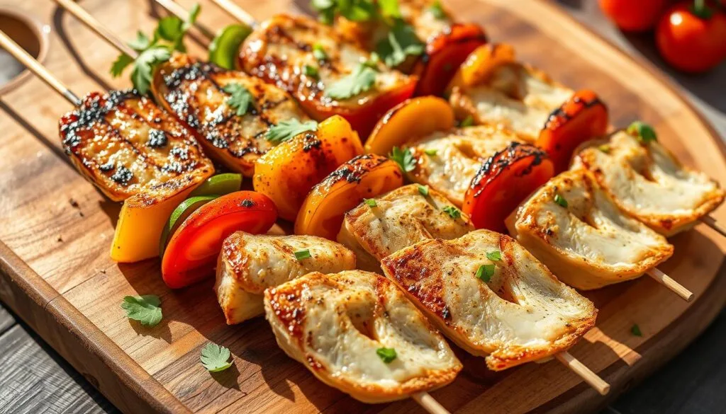 swai fish and vegetable skewers swai fish and vegetable skewers