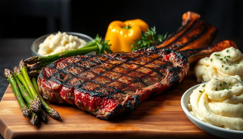 Tomahawk Steak with Side Dishes Tomahawk Steak with Side Dishes